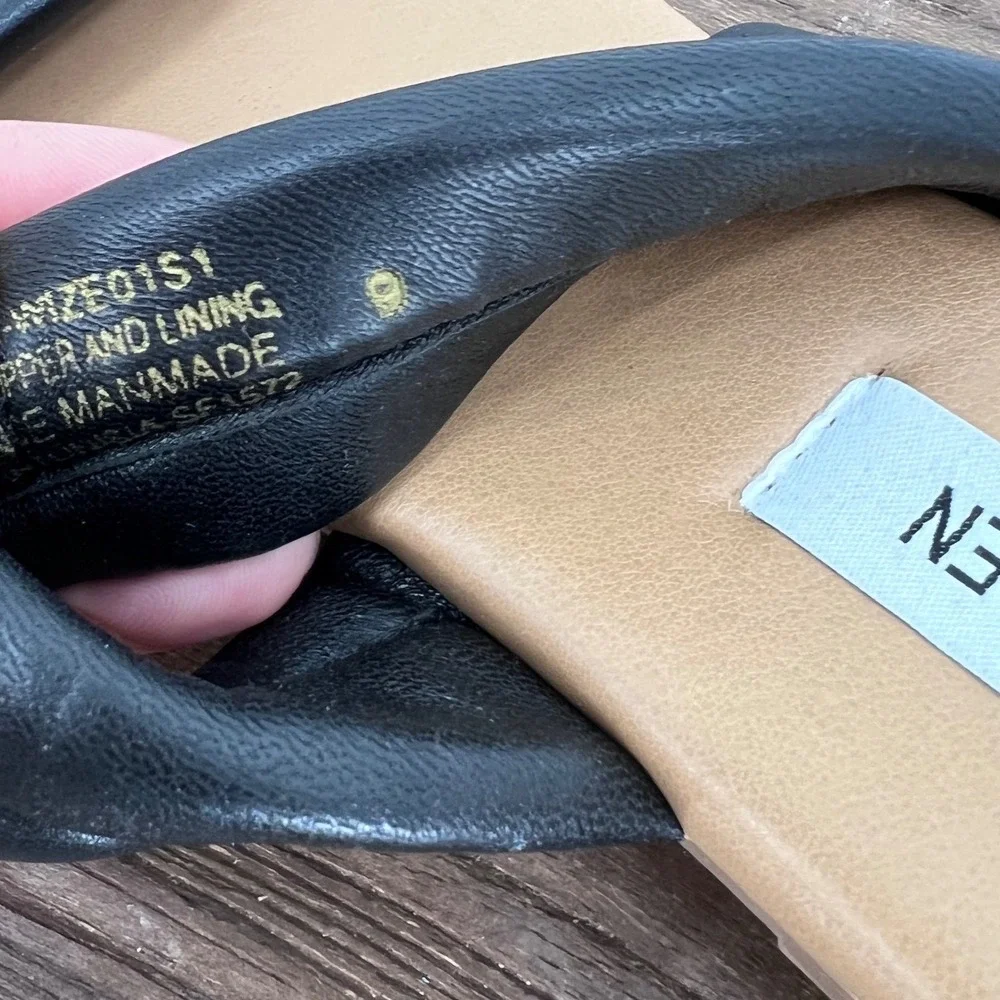 Steve Madden Leather Black‎ Puffy Double Strap Slide Sandals Square Toe Size 9